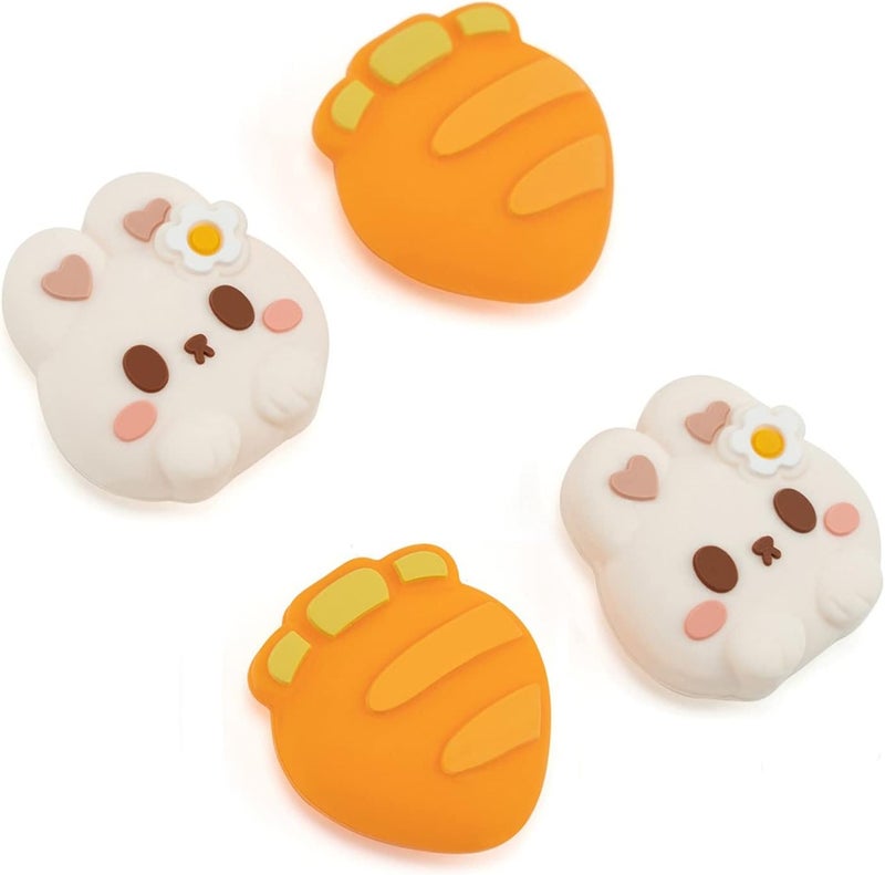 GEEKSHARE Cute Silicone Joycon Thumb Grip Caps, Joystick Cover Compatible with Switch/OLED/Switch Lite, 4PCS - Rabbit & Carrot - Image 1